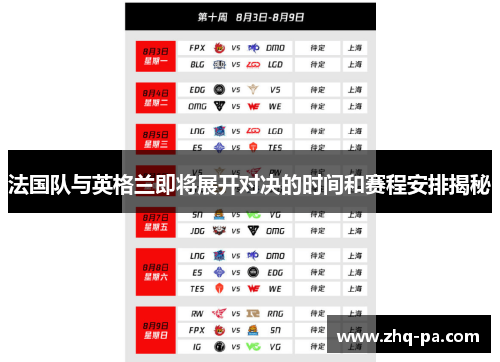 法国队与英格兰即将展开对决的时间和赛程安排揭秘